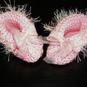 Delicate Handmade Pale Pink Baby Booties