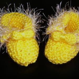 Delicate Handmade Yellow Baby Booties