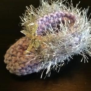 Silver Trimmed Delicate Handmade Pale Purple Baby..