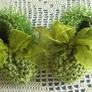 Sparkling Green Trimmed Delicate Handmade Baby..