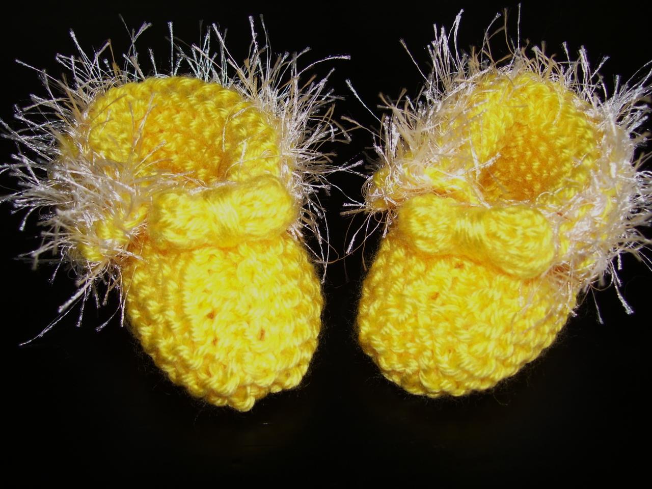 Delicate Handmade Yellow Baby Booties