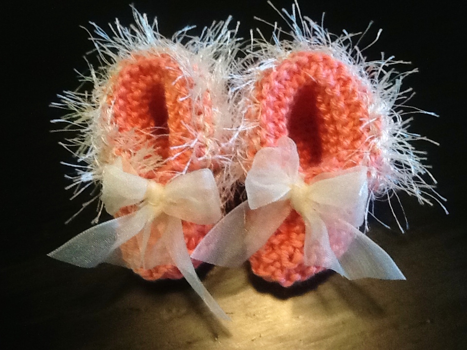 Delicate Handmade Coral Baby Booties